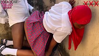 Best ebony teen licks pussy outdoor backyard then stands for hardcore big cock fuck!