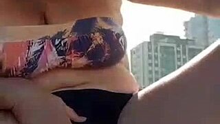 mature blonde milf with big tits unleashes piss stream on beach