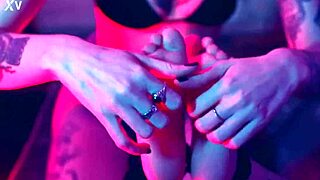 A goddess dominates with small feet tickling session