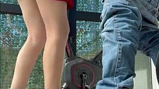 hot argentinian stepsis sucks cock in gym miniskirt outdoor public voyeur