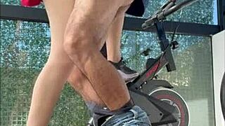 hot argentinian stepsis sucks cock in gym miniskirt outdoor public voyeur