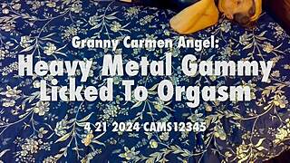 Carmen Angel Granny Licks to Intense Orgasm Explosion! Heavy Metal Gammy Cums Hard