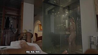 wanna join this interracial shower fuck with the swinger party owner's hot wife and her big ass?