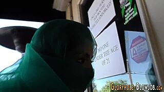 Think this arab babe can swallow that black monster through the gloryhole?