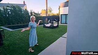 classy stepmom strips slow teasing stepson to visual orgasm with big tits out