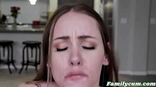 Naomi Blue's stepmom punishes her with stepbrother garage fuck