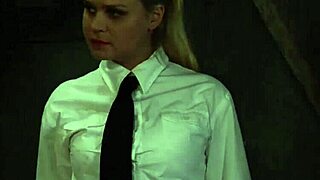 New bound lesbian slave arrives in Czech dungeon for femdom whipping and humiliation