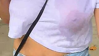 Blonde Brazilian Milf Flashes Wet See-Through Crop Top Then Fucks at Carnival Party