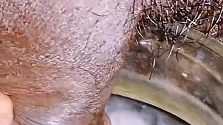 Sissy with micro penis pisses in different spots