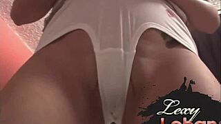 lexy lohan flashes cameltoe body then slurps blowjob