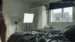 ohh my bikini stepdaughter jerks off dad on her big tits