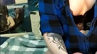 Stunning Tattoo Babe Edges Friend's Throbbing Cock with Teasing Handjob in Femdom Session