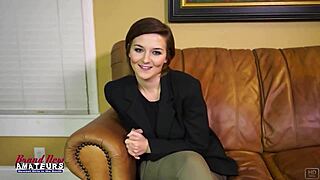 Short Haired Brunette Kylie Deepthroats Cock for Massive Cum Swallow Facial!