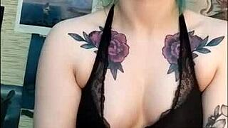 Stunning Tattoo Babe Edges Friend's Throbbing Cock with Teasing Handjob in Femdom Session