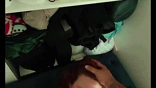 Amateur wife vacuums husband's cock then takes cum in pussy