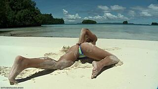 Nikki Thorne's bikini clings tight as she teases every curve close up