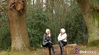 hey, wanna watch this big tit mature milf get her shaved pussy licked by a hot blonde lesbian cougar?