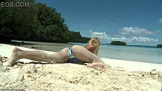 Nikki Thorne's bikini clings tight as she teases every curve close up