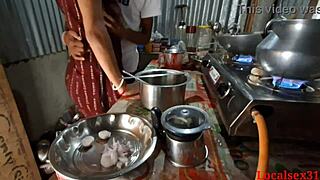 Servant Pounds Young Indian Pussy in Steamy Kitchen