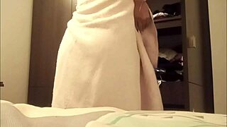 step sis slips out of her wet dress after shower in secret spy cam