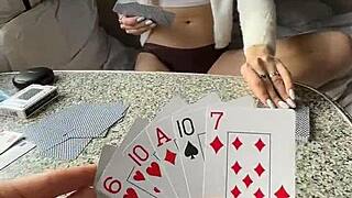 poker game turns hardcore as stepsis rides cock bent over in socks