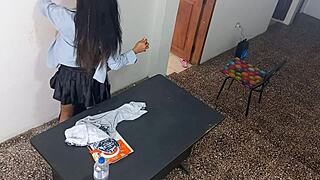 Why does my stepdad's secretary beg me to fuck her whore ass standing in the office?