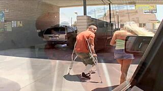 Curvy Blonde Deepthroats Monster Cock Till Jizz Covers Her