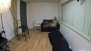 Skinny blonde slut chokes on cock before deep anal gagging and pussy slamming