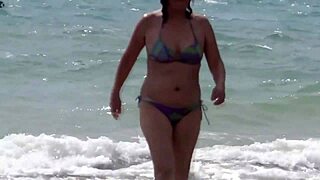real cuckold hubby blasts huge load on wife at beach as she masturbates
