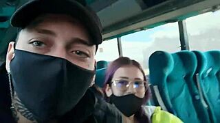 BLOWJOB DEEPTHROAT AND HARD FUCK WITH CREAMPIE ON PUBLIC BUS