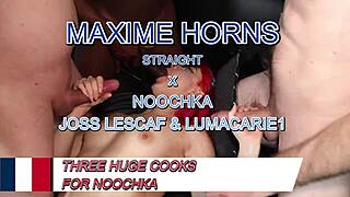 Hardcore Club Gangbang Noochka Maxime Horns Joss Lescaf Wreck Her With Double Penetration Cum Swapping And Mouthfuls
