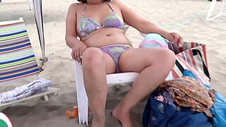 real cuckold hubby blasts huge load on wife at beach as she masturbates