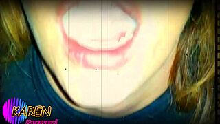 Karen plays with huge jizz loads on her tongue in slow motion right?