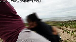 Dia gets anal creampied on beach by big black cock while voyeurs watch