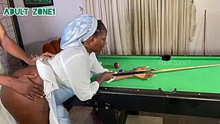 i went to tell boss dinner ready he bent me over snooker table fucked pussy hard