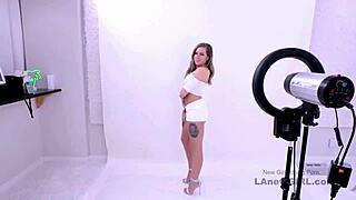 enchanting brunette arrives for modeling audition gets fucked by daddy on sofa