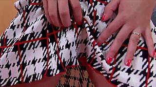 Brunette beauty bent over bed in fishnets heels fucked doggystyle deepthroat cowgirl gaping monster cock