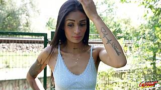 Skinny tattooed Latina Breiny Zoe picked up for raw no-condom Berlin casting deepthroat cowgirl rough skinny tight pussy 😈