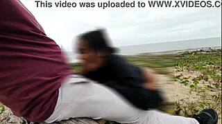 Dia gets anal creampied on beach by big black cock while voyeurs watch