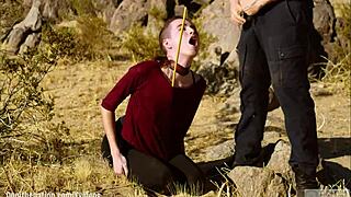 brooke johnson bound and caned hard then facesat on desert rocks