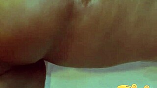 Cheating husband bends over big ass ebony wife for rough BBC creampie doggystyle pounding.