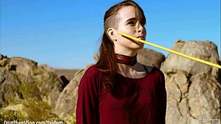 brooke johnson bound and caned hard then facesat on desert rocks