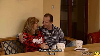 Italian teens sneak taste of stepmom's new lover cock