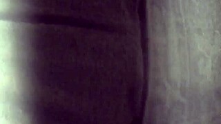 Old man wets pants peeing wildly in steamy shower