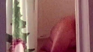 Vacuum play leads to small cock shower rinse!
