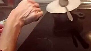 found my sexy mother-in-law in kitchen, couldn't resist fucking her tight pussy hard