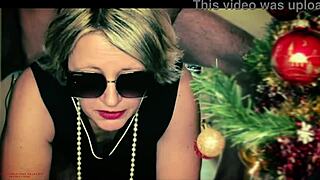 Surprise, stepmom gets ass-fucked dry while decorating the Christmas tree