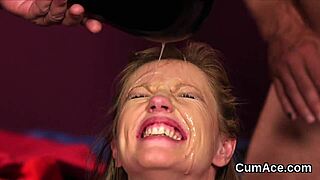 nasty fuck doll drowns in bukkake jizz swallowing every drop from the blowbang pov 😛💦