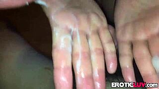 amateur wife strokes cock with skilled handjob