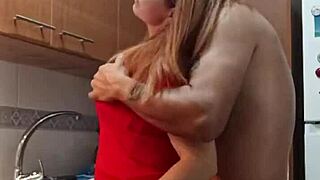 found my sexy mother-in-law in kitchen, couldn't resist fucking her tight pussy hard